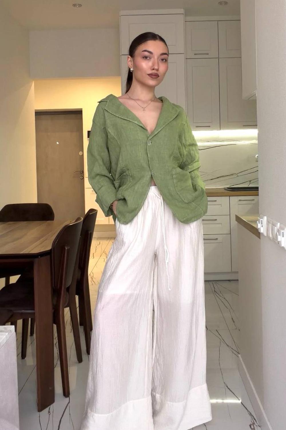 Штани молочні палаццо з тенселу mihos_ecru_pants
