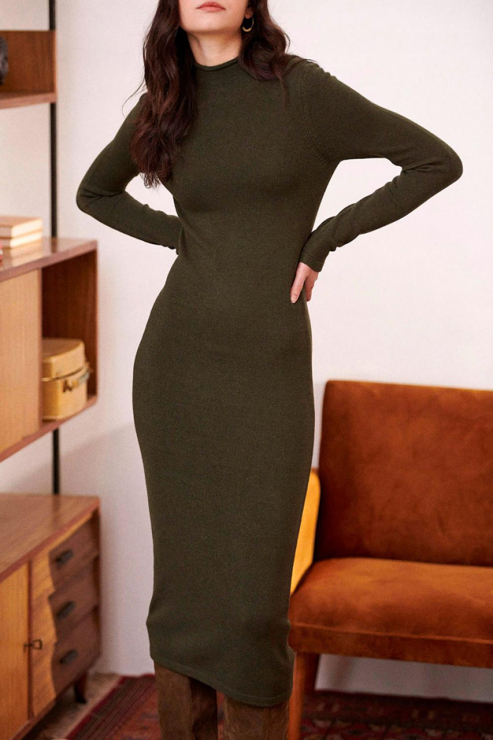 Knitted olive dress 22AH096 LAURA+MAX