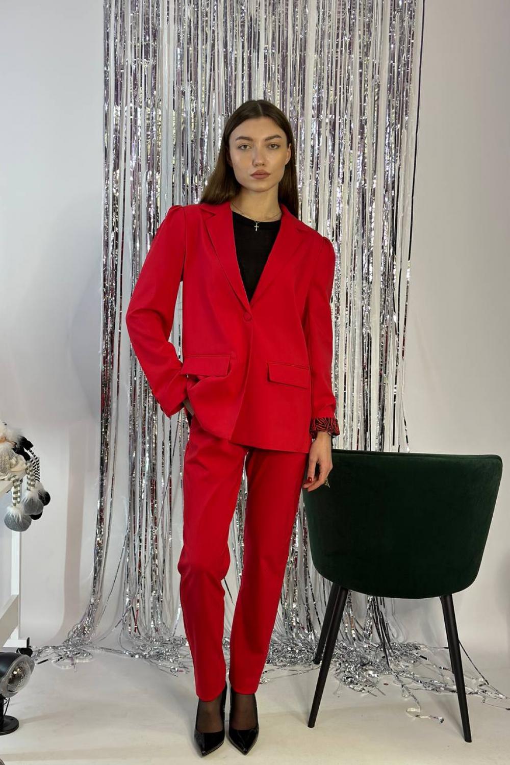 Women's trouser suit classic red. France.
