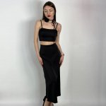 Black silk midi skirt STIMMA