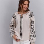 Beige embroidered shirt with black embroidery 32986_beige
