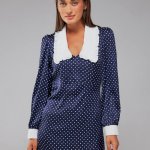 Blue polka dot dress with collar
