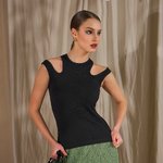 Black 1783 Bellise striped top