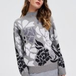 Sweater with fluffy floral pattern and stand-up collar Z-SW-4852-grey-L-realiz