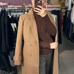 Women's long coat in camel color