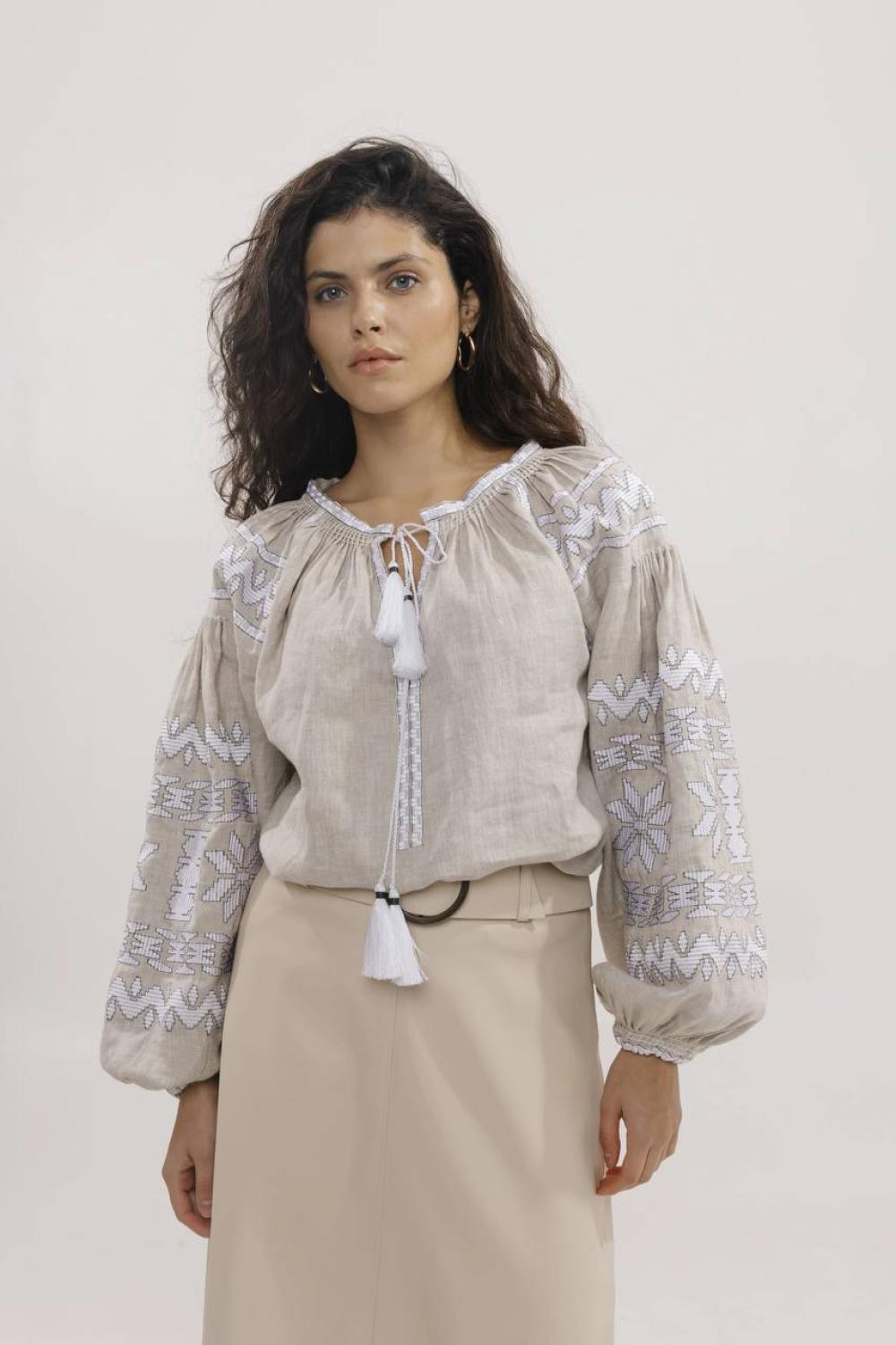 Вишита сорочка жіноча з льону Спогади EMBROIDERED GEM
