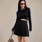 Black pleated skirt M-259 VERONIKA