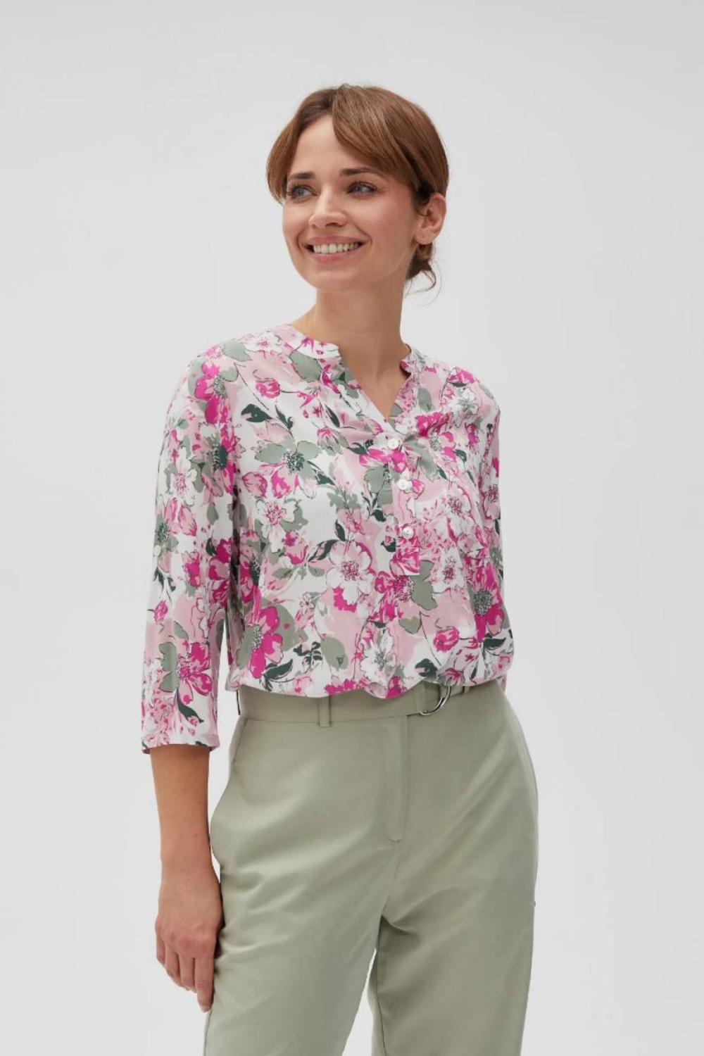 Pink blouse in floral print