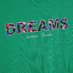 T-shirt green with printed inscription Moodo L-TS-4035