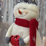 Гном новорічний на телескопічних ніжках / новорічний сніговичок
