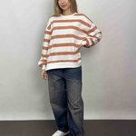 White jacket with brown stripes on a biker MOODO