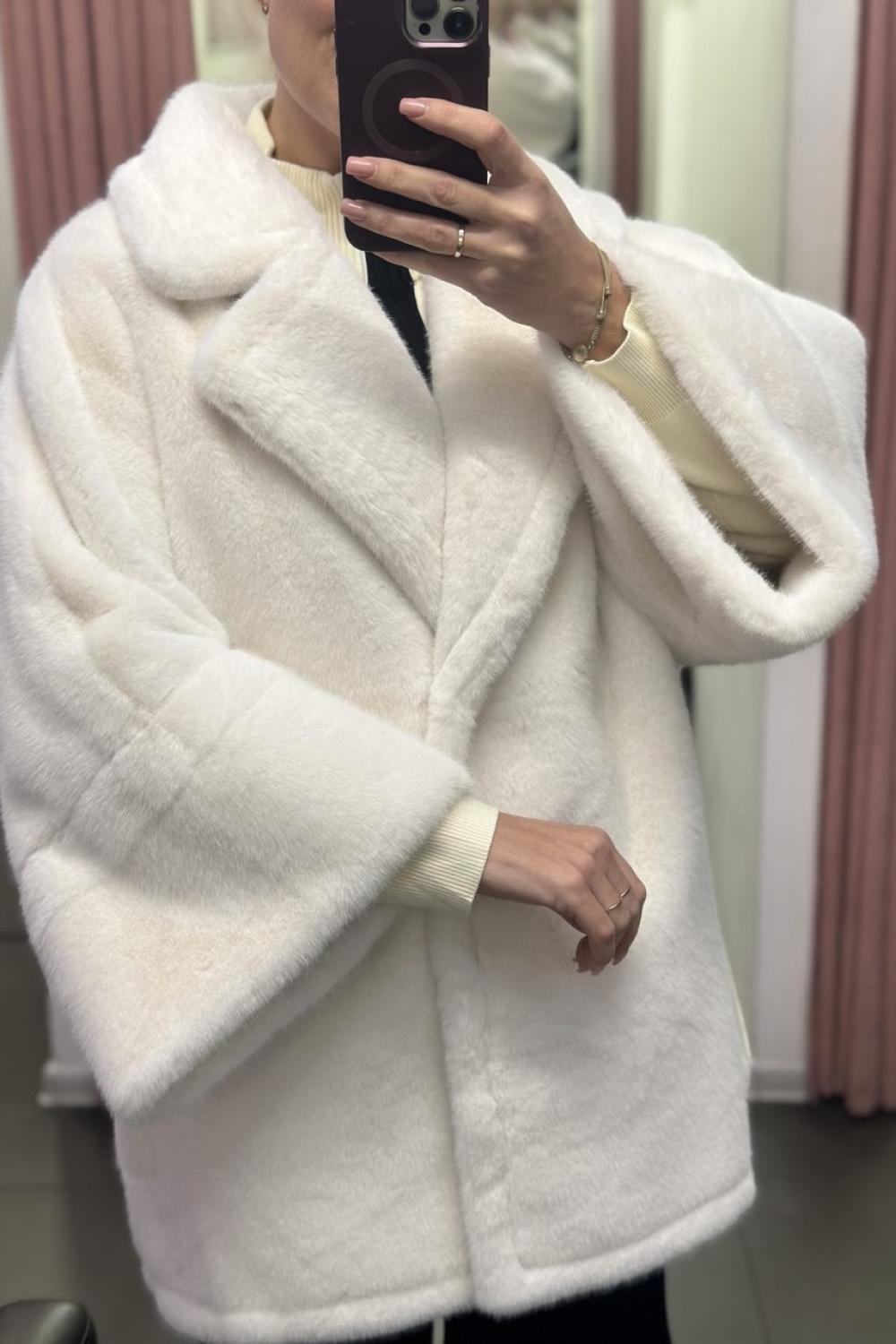 Milk double-sided sheepskin coat
