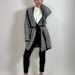 Cardigan black and white with belt Yuka Paris belt