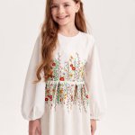 Embroidered dress with spikes for girls