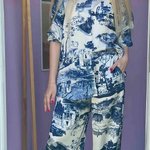 Silk suit milky blue