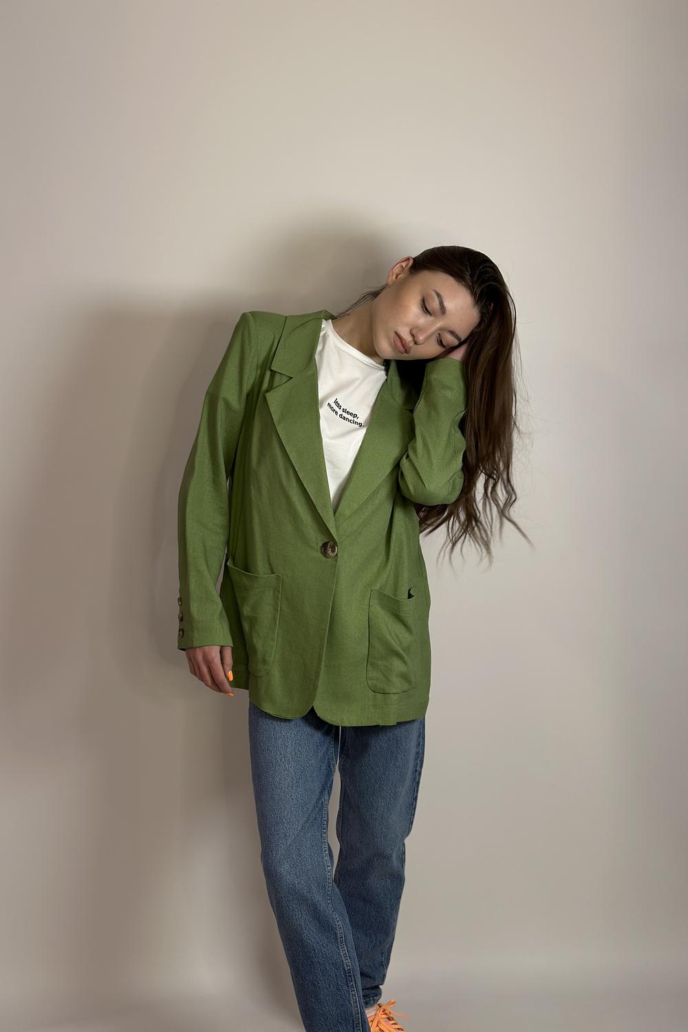 Olive linen jacket Azuri 6035