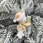 New Year's hanging toy / Teddy bear with a gift. 8 cm