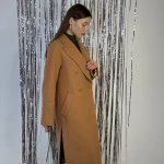 Women's demi-season cashmere coat in camel color 246C FINE LINE