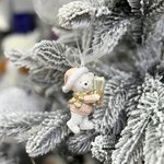 New Year's hanging toy / Teddy bear with a gift. 8 cm