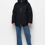 Warm women's winter eco-down jacket black Samange