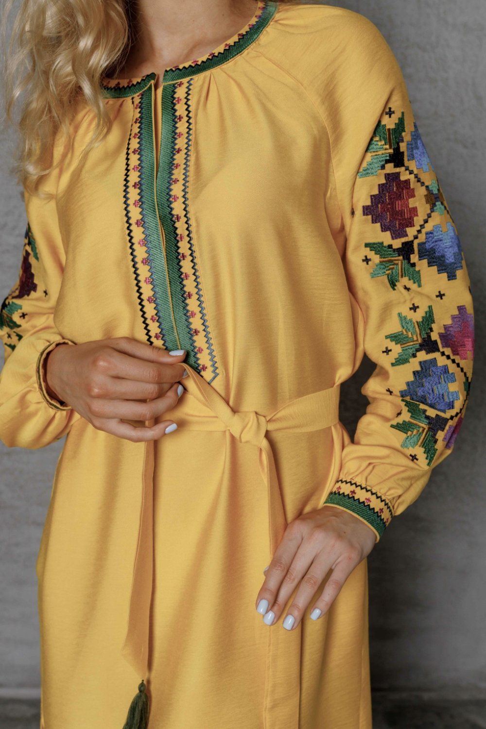 Yellow embroidered dress by Ksenia SVARGA