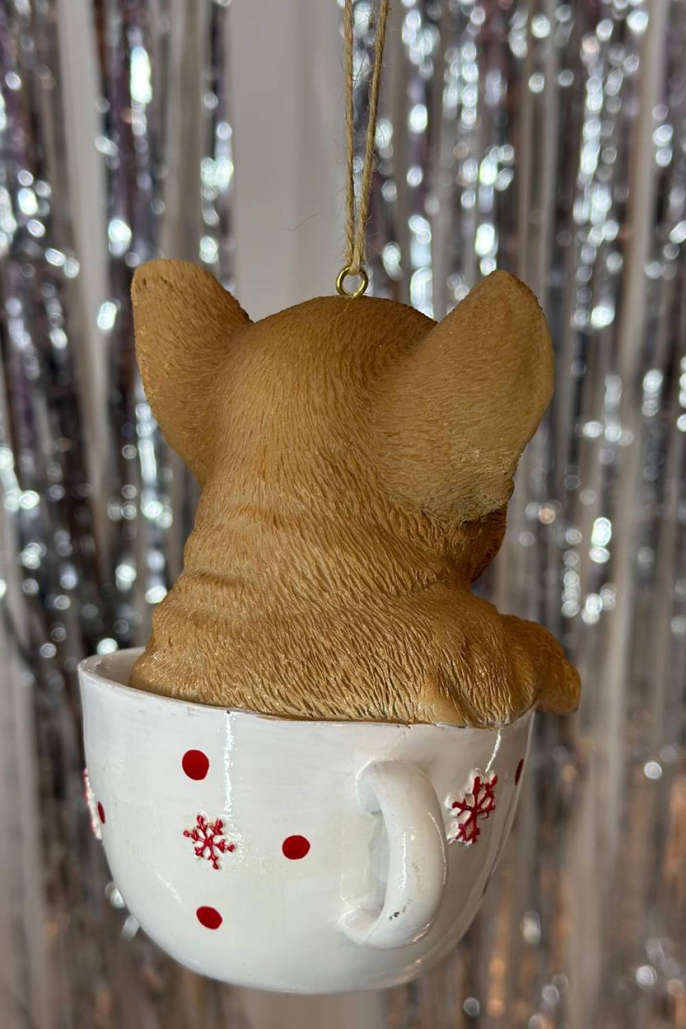 Christmas pendant / Dog in a cup