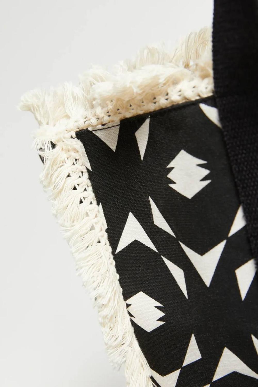 Black and white beach bag