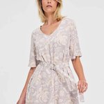 Beige printed summer dress