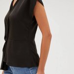 Black blouse with short sleeves