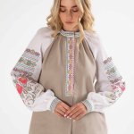 Жіноча бежева вишиванка Кропивниччина