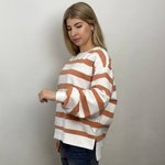 White jacket with brown stripes on a biker MOODO