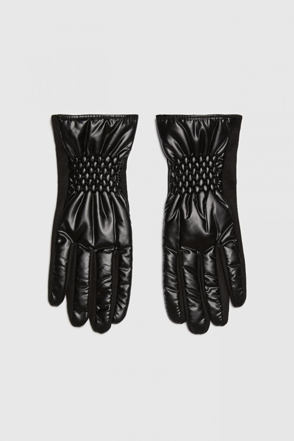 Black women's warm eco-leather gloves Z-RE-4205 MOODO