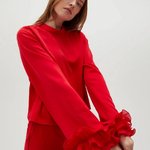 Red blouse with ruffles, festive Z-KO-4529-L-realiz