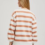 White jacket with brown stripes on a biker MOODO