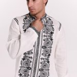 Embroidered white  men's shirt Christ of the author's work