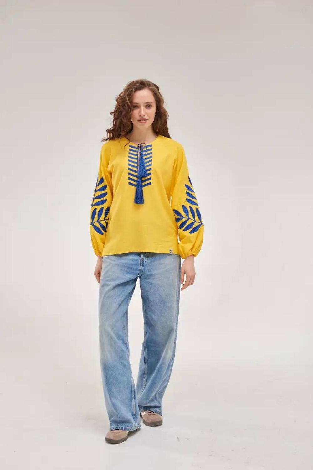 Yellow-blue embroidered Fern MEREZHKA