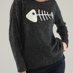 Jumper women's black printed 199-22453 UNISONO