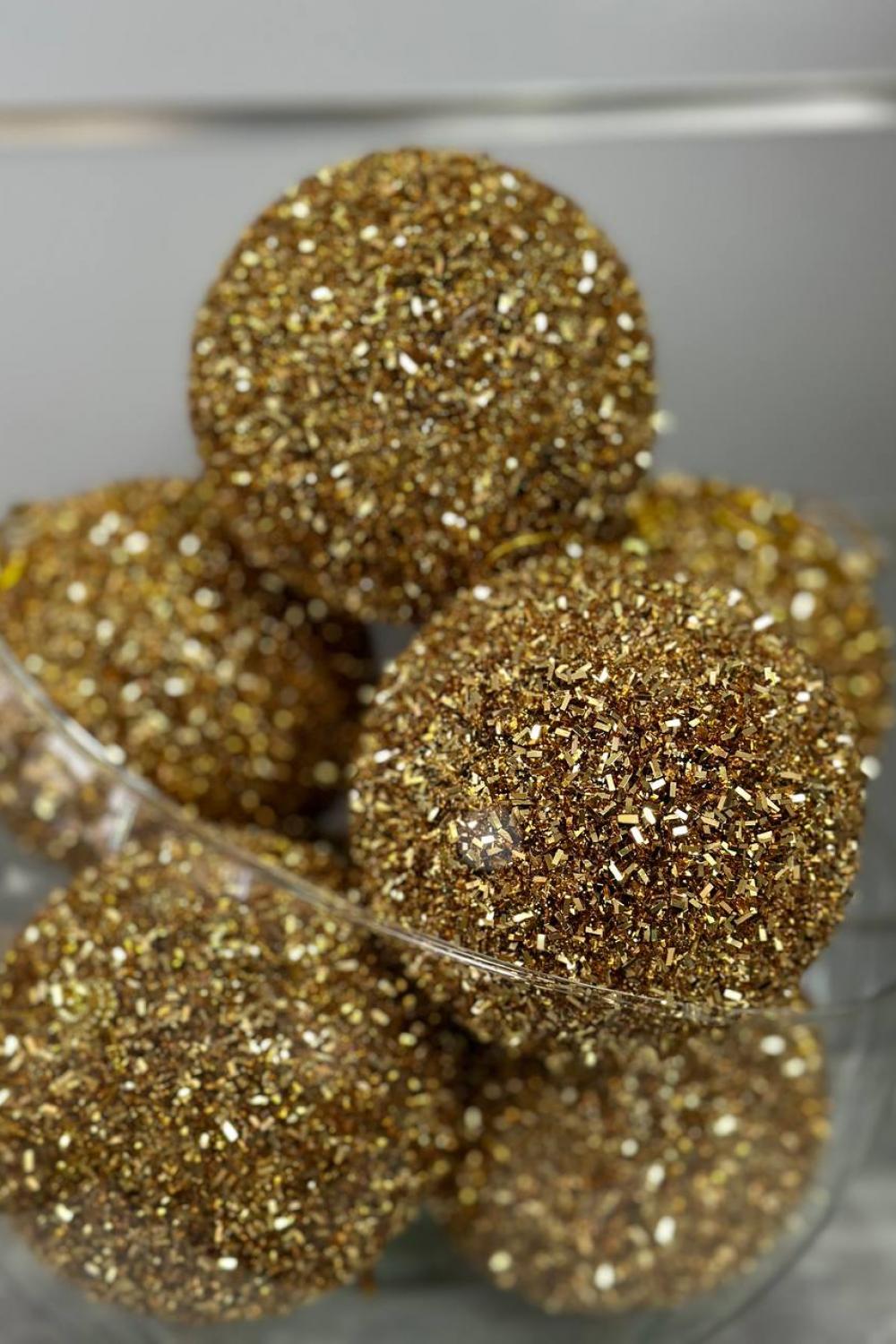 Christmas tree ball 31 cm, with shiny gold powder
