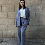 Suit women's trouser classic gray and blue 6563 AZURI