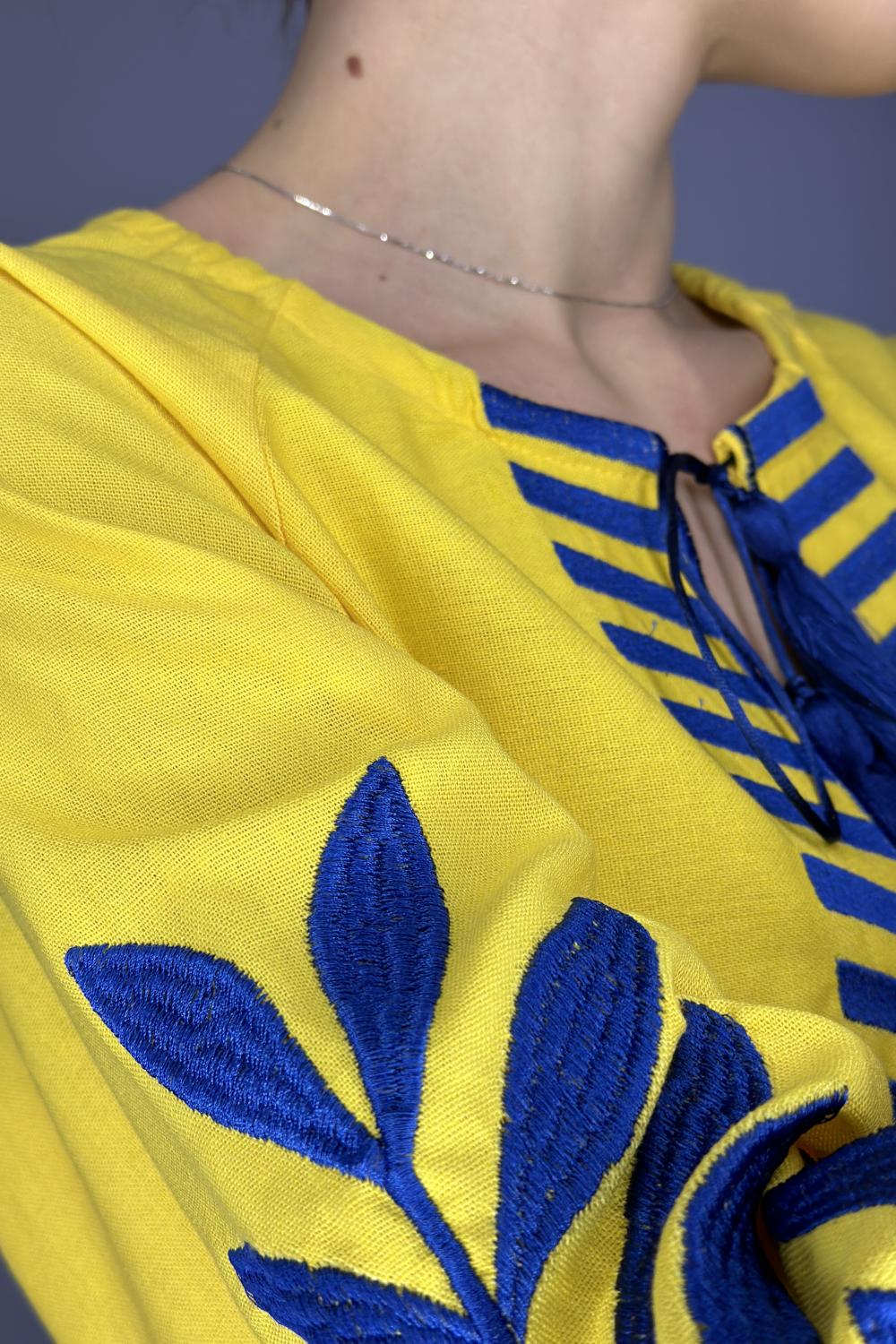 Yellow-blue embroidered Fern MEREZHKA