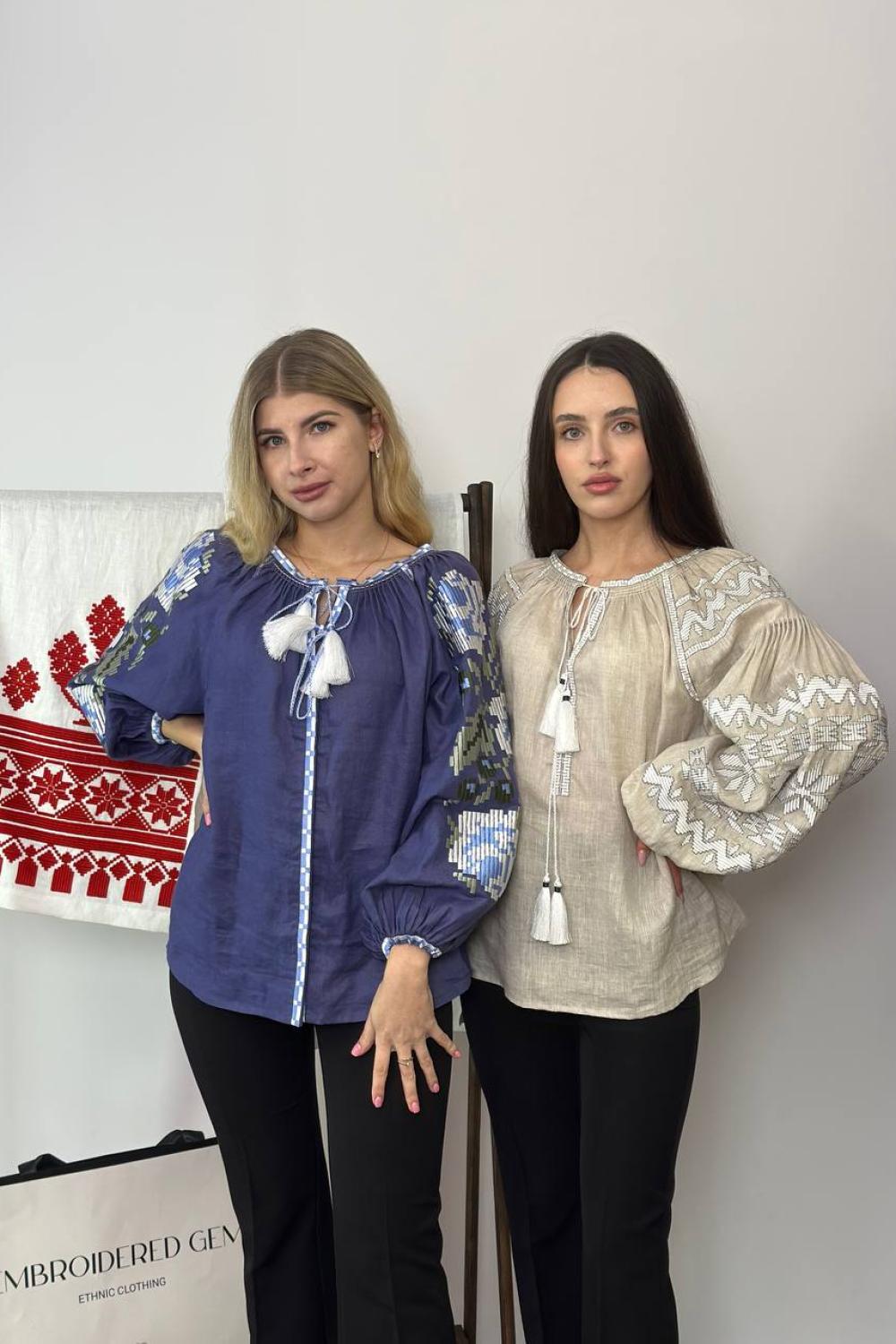 Вишита сорочка жіноча з льону Спогади EMBROIDERED GEM