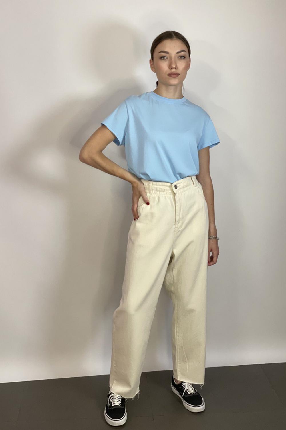 Jeans MOM Fit beige with Solmar elastic band 2231-02