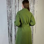 Women's demi-season green coat with a fold-down collar 274C FINE LINE