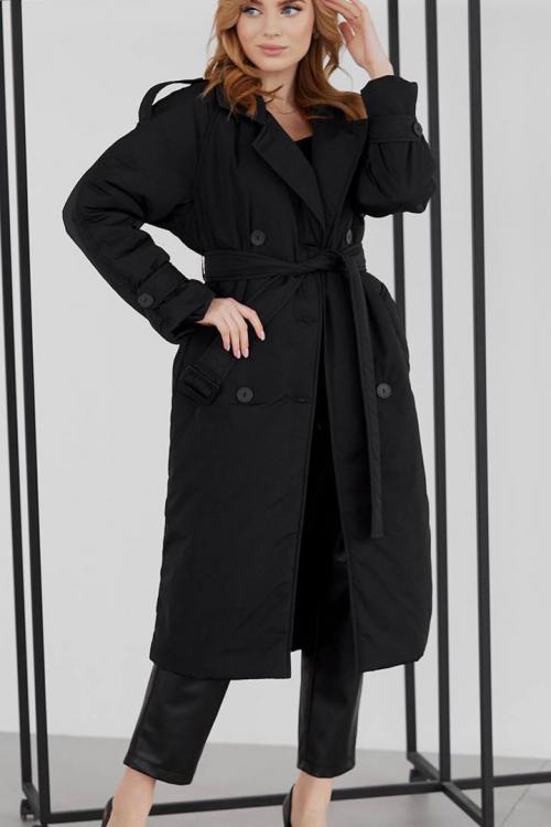 Trench coat women's black insulated 937-01 HARDY