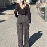 Straight black printed pants