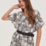 Сукня міді чорно-біла з льону