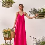 Сукня довга шовкова фуксія Лібея Stimma