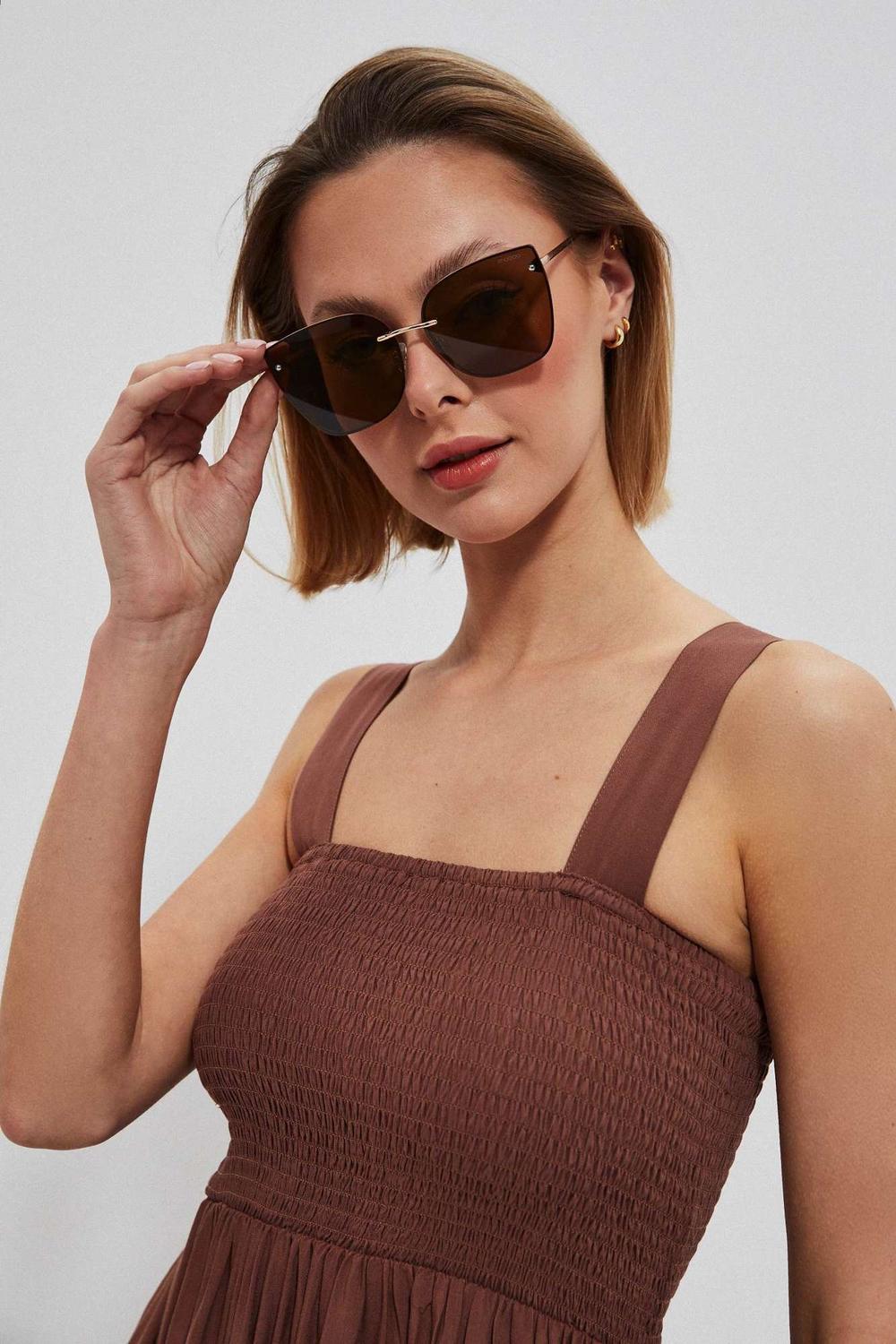 L-OK-3703 brown rimless glasses