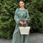 Сукня вишиванка оливкова