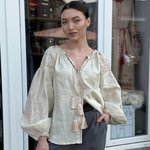 Вишиванка жіноча дизайнерська в бежевому кольорі Бохо EMBROIDERED GEM